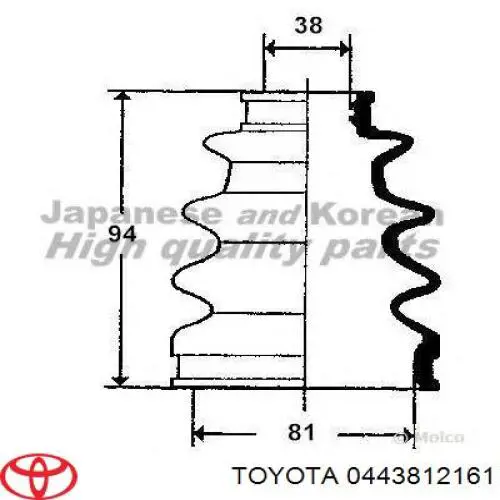 Пильник гранати внутрішній, передній півосі Toyota 0443812161 ціна, від 7.58 USD