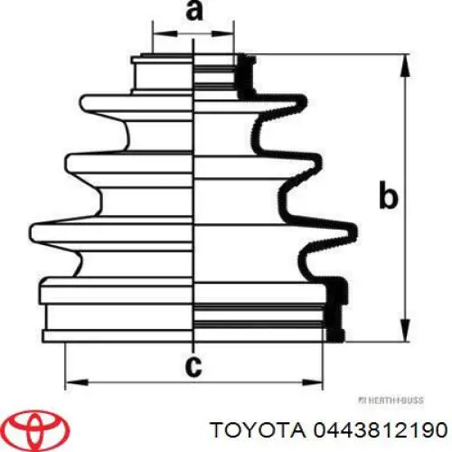 0443812190 Toyota пильник шруса зовнішній, передній піввісі