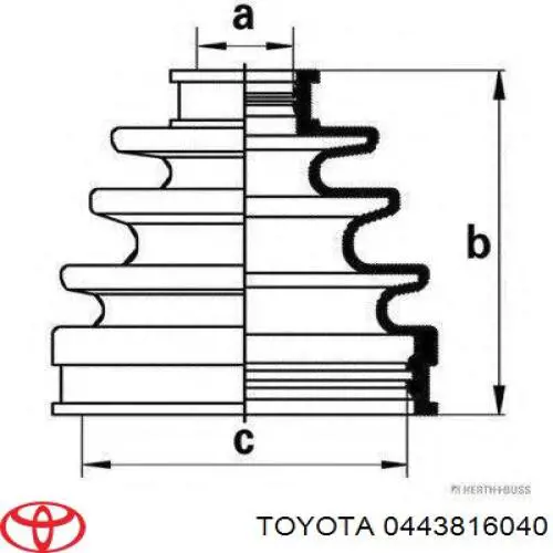 Пильник ШРУСа зовнішній, передній піввісі 443816040 Toyota