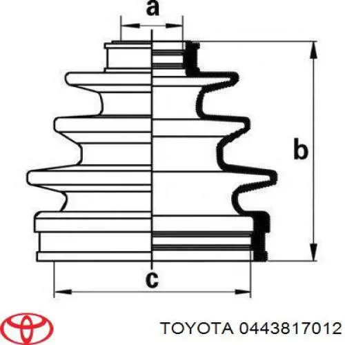 443817012 Toyota пильник шруса зовнішній, передній піввісі
