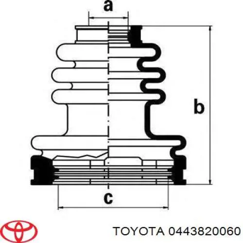 Пильник ШРУСа внутрішній, передній піввісі 0443820060 Toyota