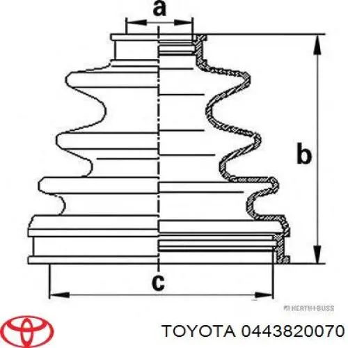 0443820070 Toyota пильник шруса зовнішній, передній піввісі