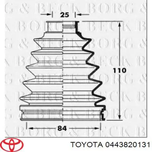 0443820131 Toyota пильники шрусів передній піввісі, комплект