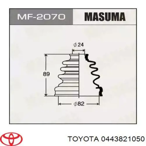 Купити 0443821050 Toyota Пильник гранати внутрішній, правий