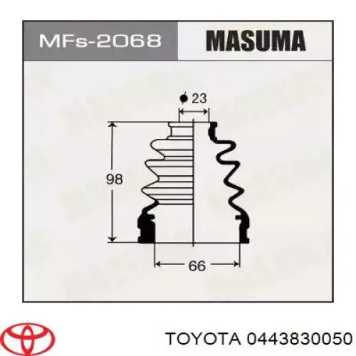 Пильник гранати внутрішній, передній півосі Toyota 0443830050 ціна, від 9.15 USD