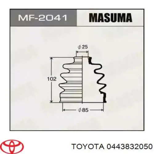 Пильник ШРУСа зовнішній 443832050 Toyota