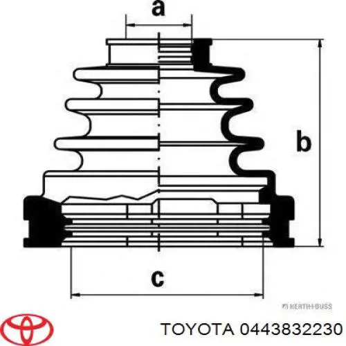 0443832230 Toyota пильник шруса внутрішній, передній піввісі