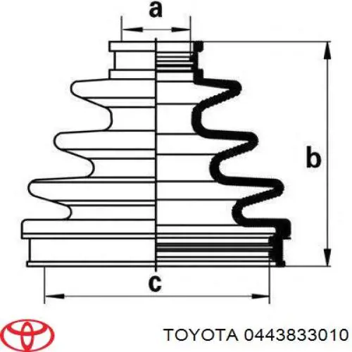 0443833010 Toyota пильник шруса внутрішній, передній піввісі