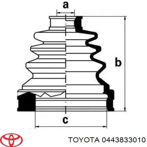 0443833010 Toyota Пильник ШРКШ внутрішній, передній півосі