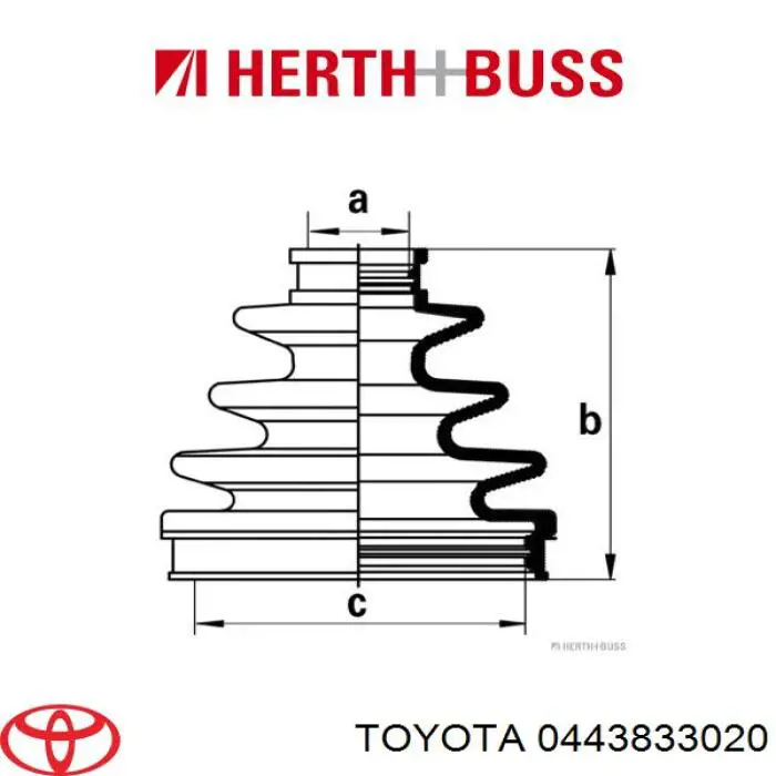 Пильник ШРУСа зовнішній, передній піввісі 0443833020 Toyota