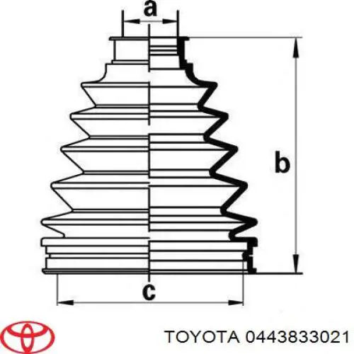 0443833021 Toyota пильник шруса зовнішній, передній піввісі