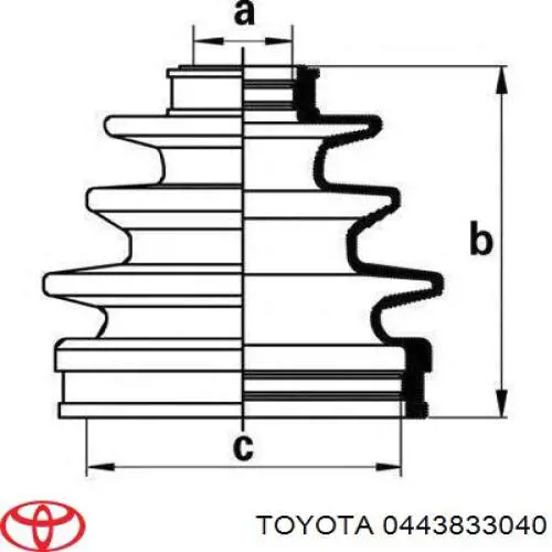 Пильники ШРКШів передній піввісі, комплект 0443833040 Toyota