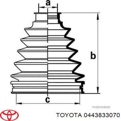 Пильник шарніра кутових швидкостей зовнішній передній Toyota 0443833070 ціна, від 15.34 USD