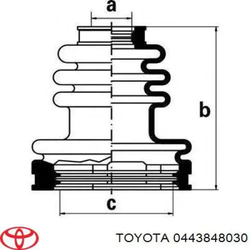 Пильники ШРУСів передній піввісі, комплект 0443848030 Toyota