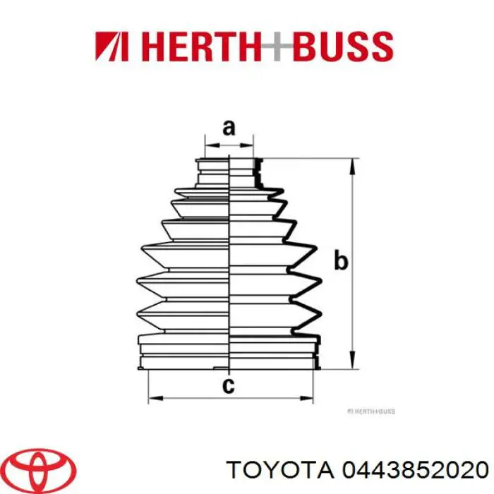 Купити 0443852020 Toyota Пильники ШРКШів передній піввісі, комплект