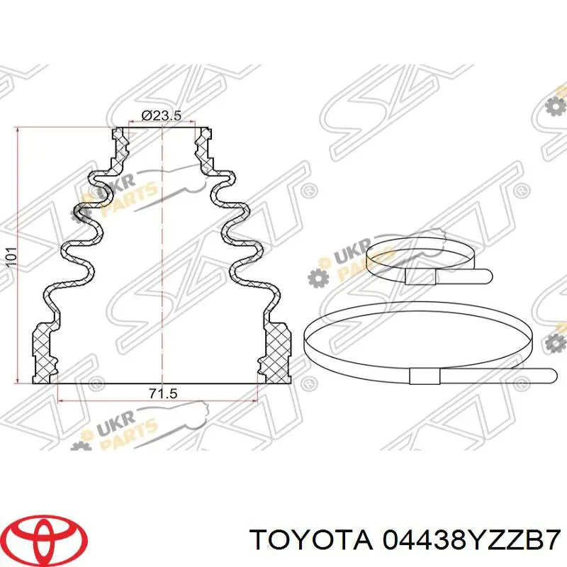 Пильники ШРКШів передній піввісі, комплект Toyota 04438YZZB7 ціна, від 97.02 USD