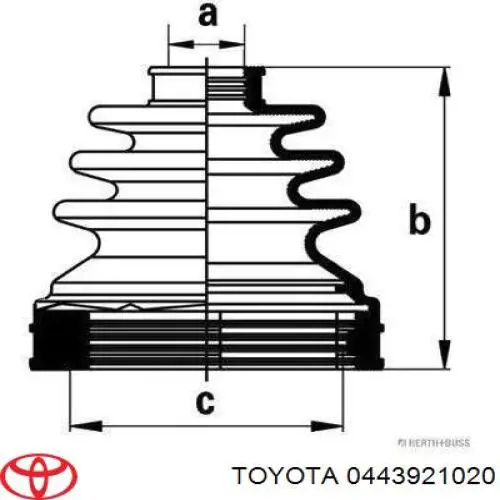 Пильник ШРУСа внутрішній, задньої піввісі 0443921020 Toyota