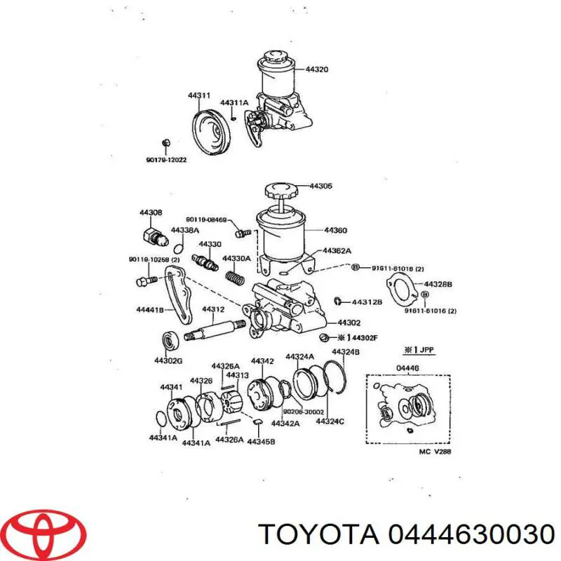 444630030 Toyota ремкомплект насосу гідропідсилювача керма
