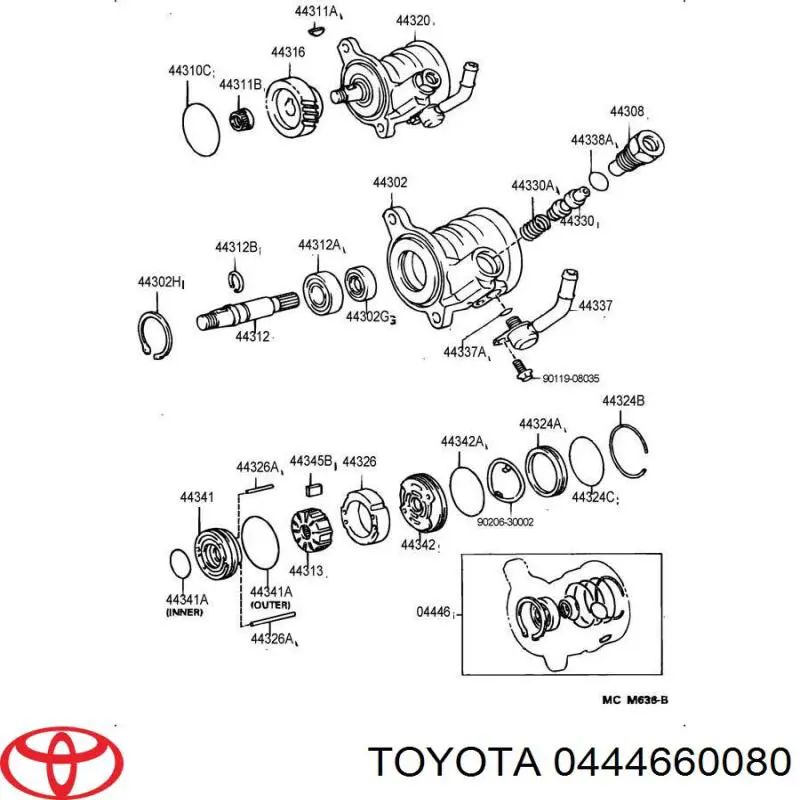 Ремкомплект насосу гідропідсилювача керма Toyota 0444660080 ціна, від 43.72 USD