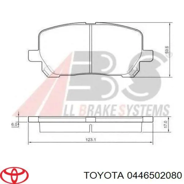 Передні тормозні колодки 0446502080 Toyota