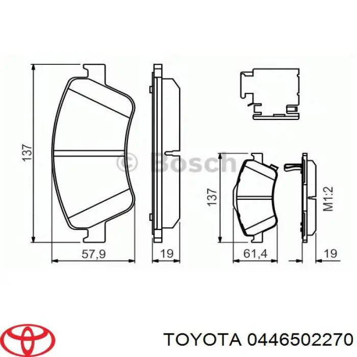 Передні тормозні колодки 0446502270 Toyota