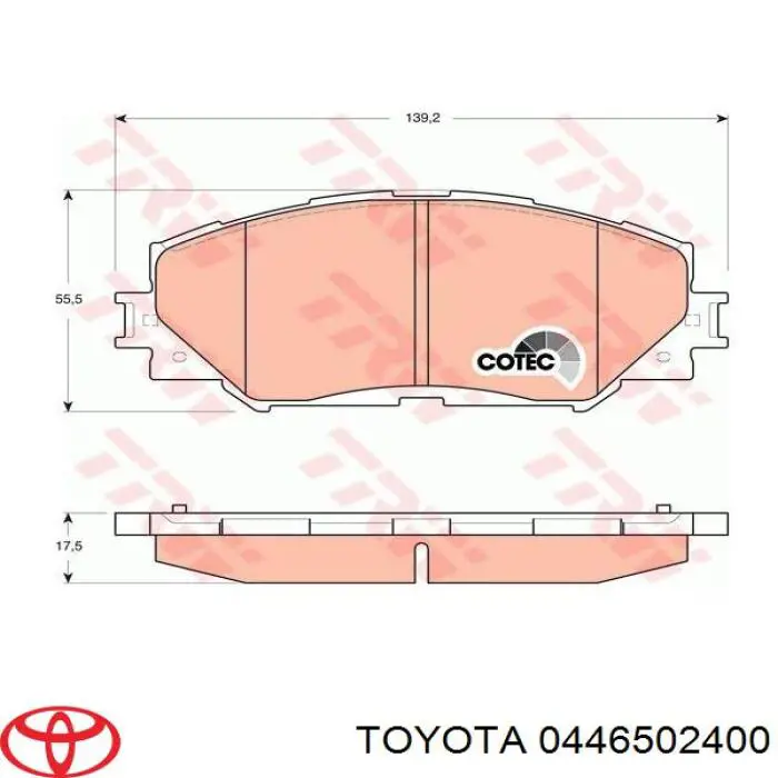 Купити 0446502400 Toyota Колодки гальмівні передні, дискові