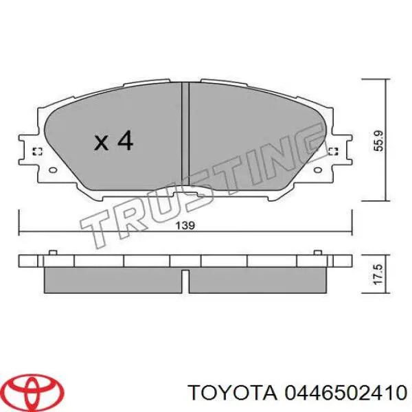 Передні тормозні колодки 0446502410 Toyota