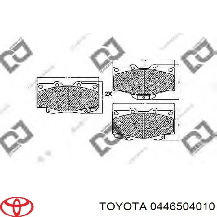 Колодки гальмівні передні, дискові 0446504010 Toyota