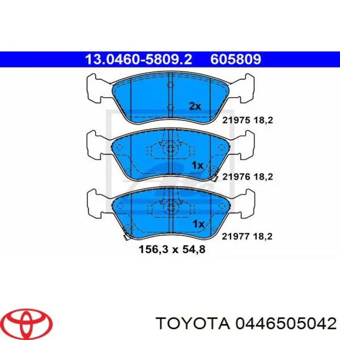 0446505042 Toyota колодки гальмівні передні, дискові