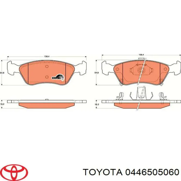 Передні тормозні колодки 0446505060 Toyota