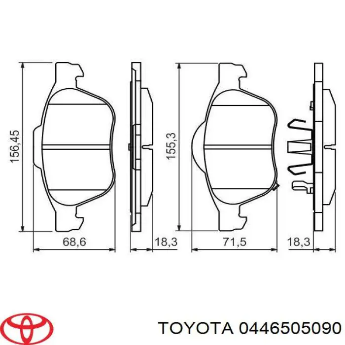 Купити 0446505090 Toyota Колодки гальмівні передні, дискові