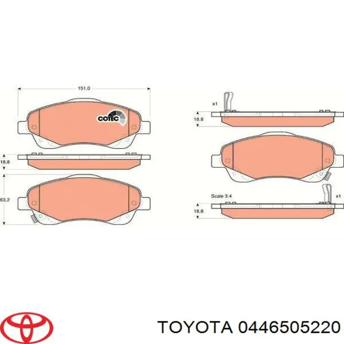 Тормозні колодки Toyota 0446505220