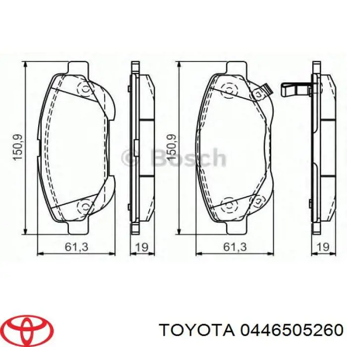 0446505260 Toyota Передні гальмівні колодки