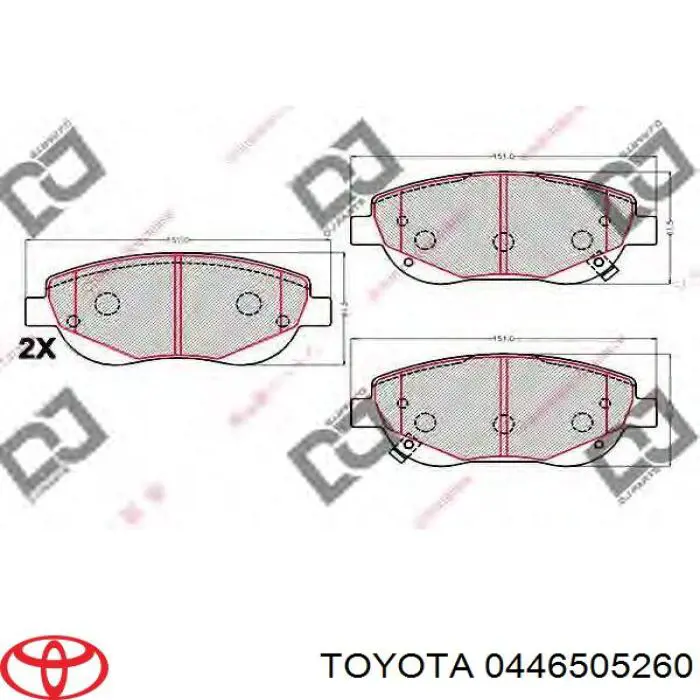 Гальмівні колодки Toyota 0446505260 ціна, від 30.49 USD