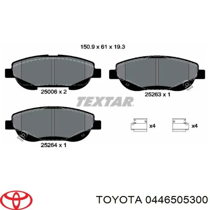 Гальмівні колодки Toyota 0446505300 ціна, від 27.87 USD