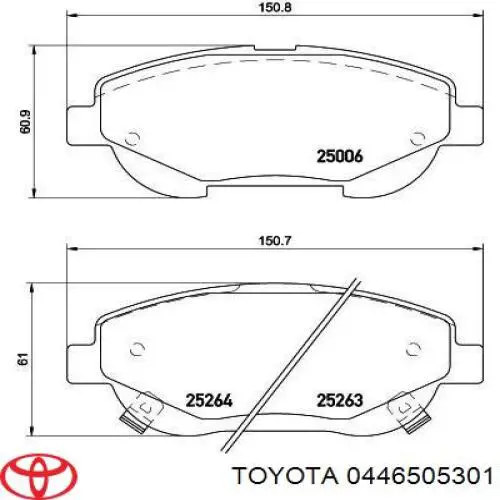 Купити 0446505301 Toyota Колодки гальмівні передні, дискові