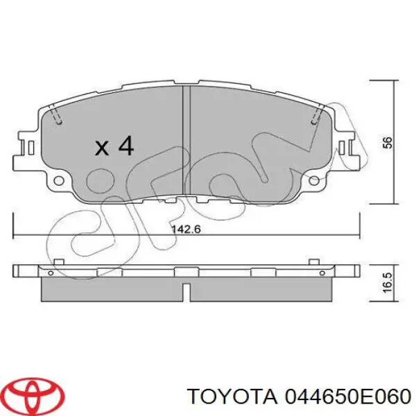 044650E060 Toyota колодки гальмівні передні, дискові