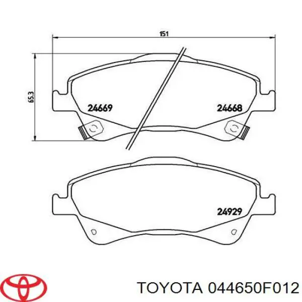 Передні тормозні колодки 044650F012 Toyota