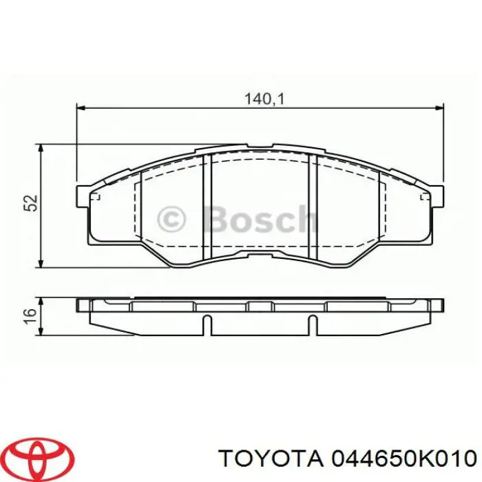 Купити 044650K010 Toyota Колодки гальмівні передні, дискові