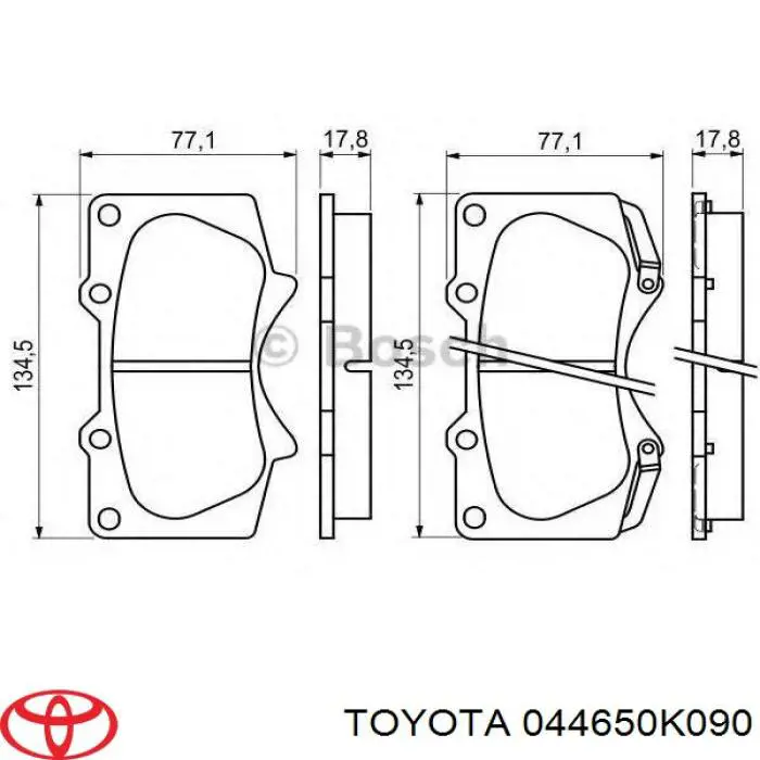 Купити 044650K090 Toyota Колодки гальмівні передні, дискові