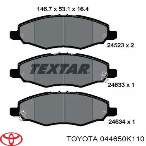 Гальмівні колодки Toyota 044650K110 ціна, від 15.56 USD