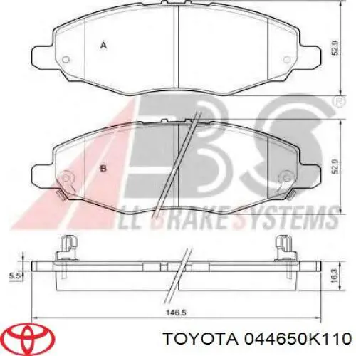 044650K110 Toyota Передні гальмівні колодки