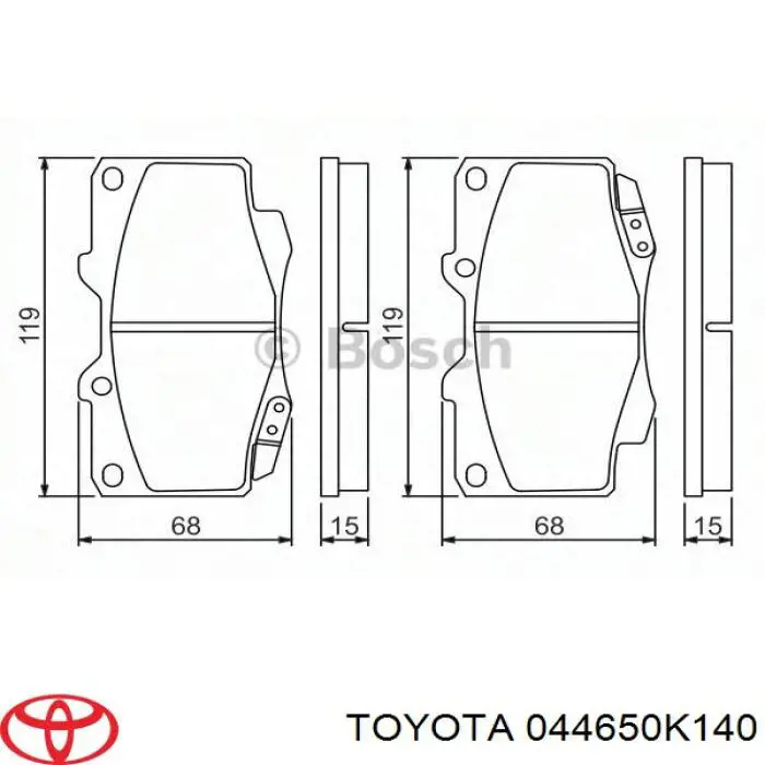 Купити 044650K140 Toyota Колодки гальмівні передні, дискові