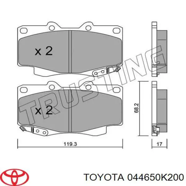 044650K200 Toyota колодки гальмівні передні, дискові