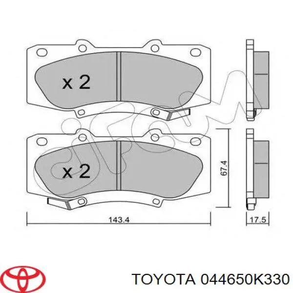 044650K330 Toyota Передні гальмівні колодки