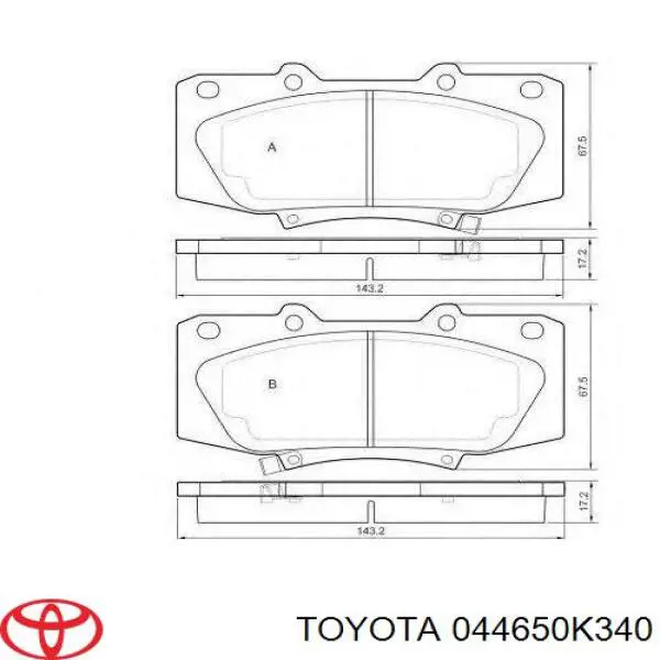 Купити 044650K340 Toyota Колодки гальмівні передні, дискові