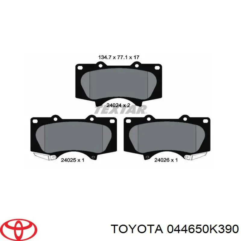 Купити 044650K390 Toyota Колодки гальмівні передні, дискові