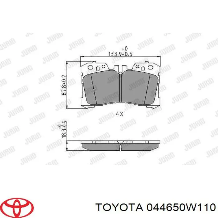 Передні тормозні колодки 044650W110 Toyota