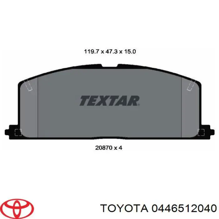 0446512040 Toyota колодки гальмівні передні, дискові