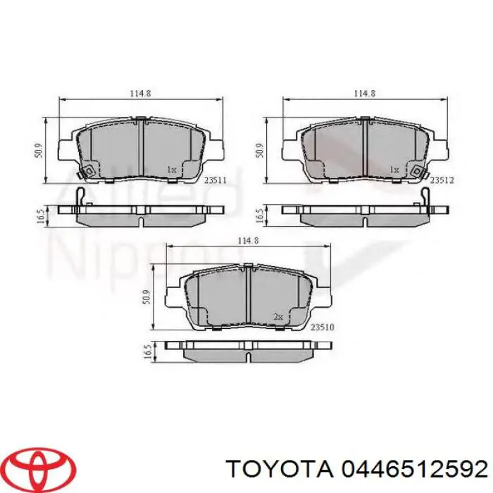 Гальмівні колодки Toyota 0446512592 ціна, від 15.20 USD